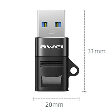 Adapter AWEI CL-13 USB-C/USB-A czarny/schwarz