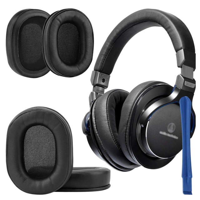 Nauszniki 2x wymienne pady gąbki do słuchawek do AUDIO-TECHNICA ATH-MSR7 ATH-M50x Czarne + urządzenie do demontażu