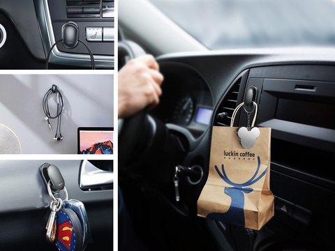 Uniwersalny wieszak x4 uchwyt samoprzylepny haczyk Baseus Czarny