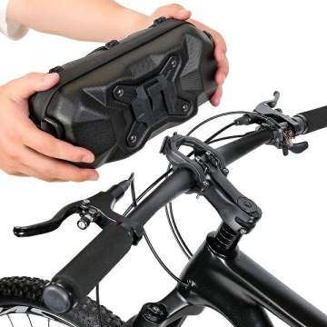 Wildman XT17 1L Vorbau-Fahrradtasche, PU, ​​EVA, wasserdicht, Schwarz