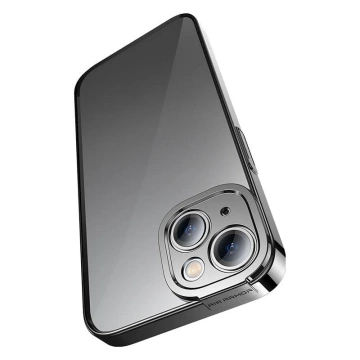 Baseus Glitter Schutzhülle Set Clear Case und Tempered Glass für iPhone 14 Plus (Schwarz)