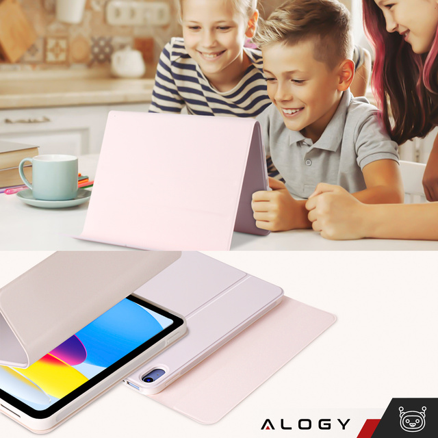 Etui ochronne z klawiatura bezprzewodowa Alogy Keyboard Case z miejscem na rysik do Apple iPad 11 2025 / iPad 10.9 2022 Różowe