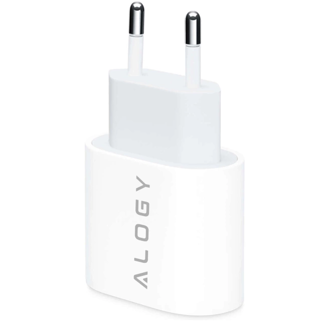 Ładowarka sieciowa szybka 30W USB-C USB typ C GaN PD do iPhone kostka Alogy Biała + Kabel USB-C 1m