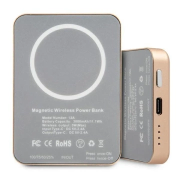 Guess Induktive Powerbank 5W GUPBMSVSLG 3000mAh gold/gold MagSafe