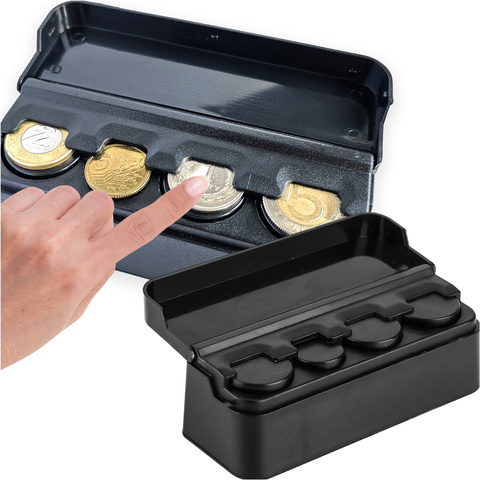 Münzbox Münzhalter Brieftasche Organizer Aufbewahrungsbox für kleine Münzen für Auto Autos Büros Zuhause Box Alogy Schwarz
