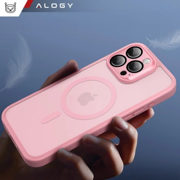 3-in-1 Hybrid-Glashüllen-Set für Apple iPhone 16 Pro: Schutzhülle mit Hybrid-MagSafe-Funktion und Linsenschutz, 2x Displayschutzfolie aus gehärtetem Glas, Alogy 3-in-1-Hüllen-Set, Pink