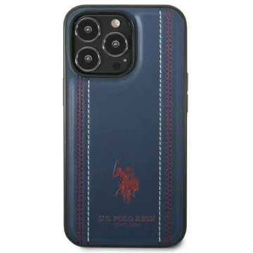 Etui na telefon US Polo USHCP14XPFAV do Apple iPhone 14 Pro Max 6,7" granatowy/navy blue Leather Stitch