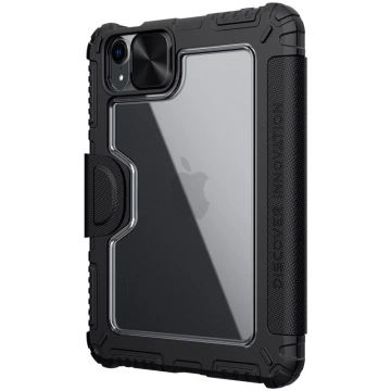 Nillkin Bumper Leather Case Pro gepanzertes Smart Cover mit Kameraabdeckung und iPad mini 2021 Ständer schwarz