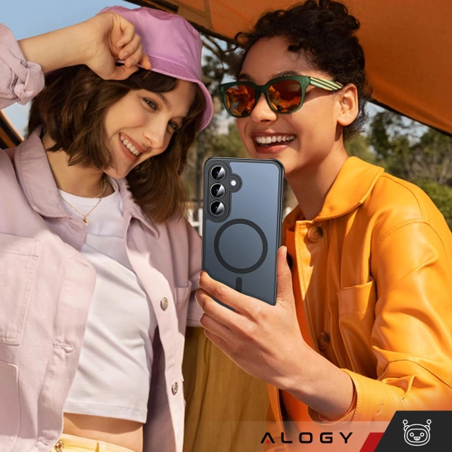 Etui do Samsung Galaxy S25 obudowa ochronna na telefon Alogy Matte HybridMag™️ Case do MagSafe Matowe Czarne + Szkło