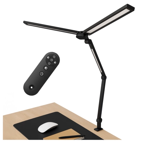 Lampa Biurkowa LED do Monitora ze Składaną Konstrukcją, z potrójnym oświetleniem, Regulowaną Jasnością, z Mocowaniem do Blatu, Ochrona Oczu, Alogy SmartDesk™ – Czarna
