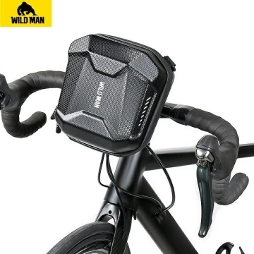 WILDMAN E18 3L Fahrradtasche Schwarz Lenker und Schulter EVA Leder
