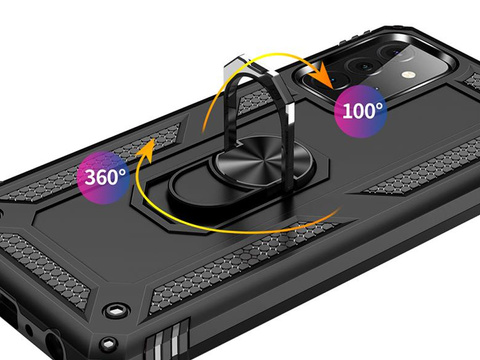 Alogy Stand Armor Ring-Rüstungshülle für Samsung Galaxy A72 Schwarz