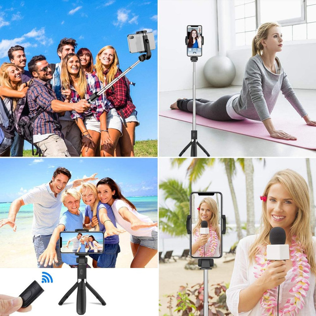 Kijek Uchwyt Selfie Stick Tripod Bluetooth bezprzewodowy L01S Wireless Black