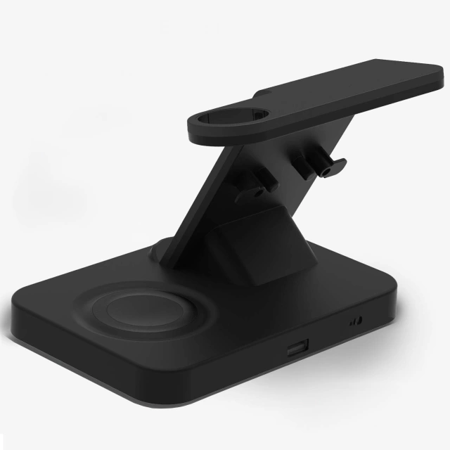 Ładowarka indukcyjna Qi 15W do iPhone Apple Watch AirPods bezprzewodowa 3w1 Stacja dokująca Czarna
