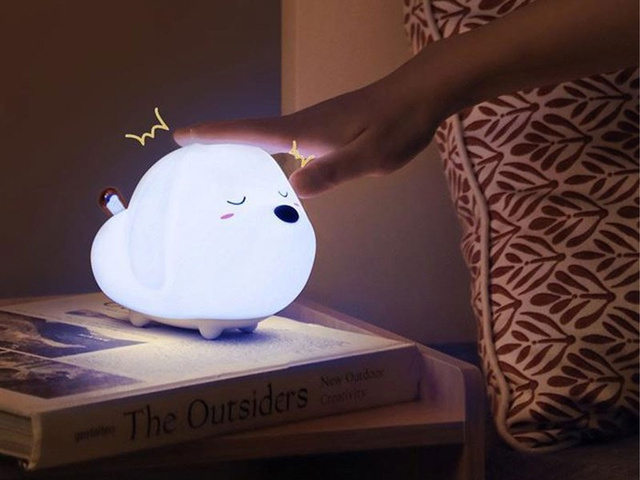 Baseus Nocna lampka dla dziecka silikonowa LED w kształcie kota Biała