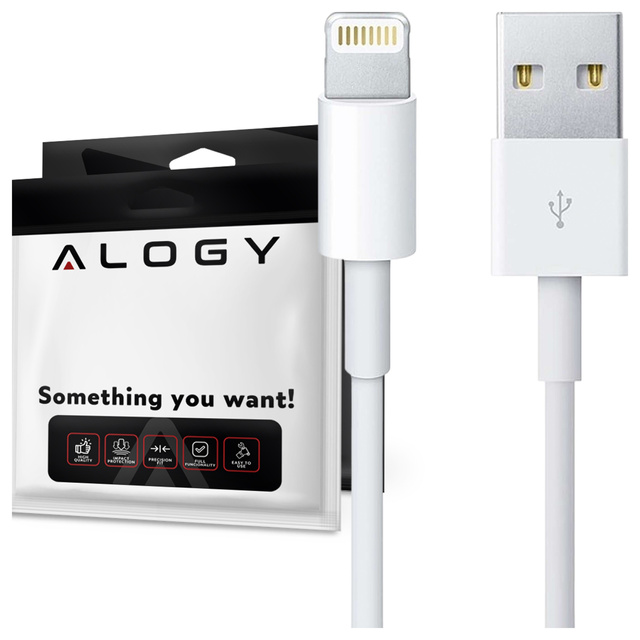 Kabel 100cm Alogy USB do Lightning przewód do ładowania apple iPhone biały