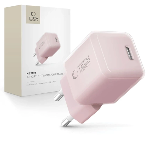 Ładowarka Sieciowa USB-C Tech-Protect NCM25 25W PD Różowa