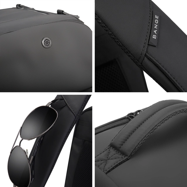 Plecak wodoodporny Bange 28L na laptopy do 17.3" – pojemny i wygodny, miejski i podróżny do pracy i samolotu, z wodoodporną kieszenią na kosmetyki i komorą na buty – Czarny