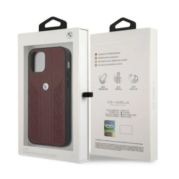 BMW BMHCP12LRSPPR Handyhülle für Apple iPhone 12 Pro Max 6.7" rot/rot Hardcase Leather Curve Perforate