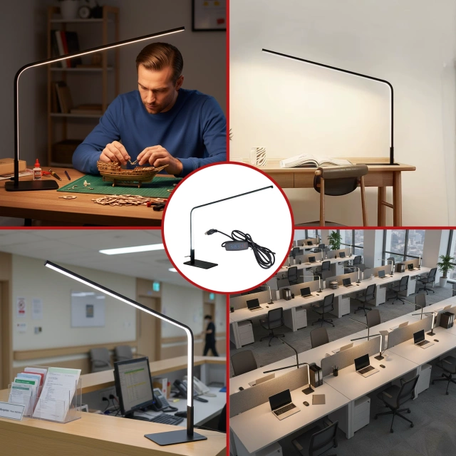 Lampka biurkowa nocna LED długie oświetlenie – trzy tryby barwy, regulacja jasności, lampa na biurko, do czytania i pracy domowej – Alogy StudyBeam™