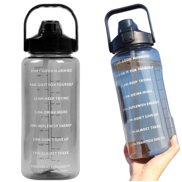 Große Flasche, Trinkflasche Alogy MotivHydro Motivational Messbecher 2l 2000ml Schwarz
