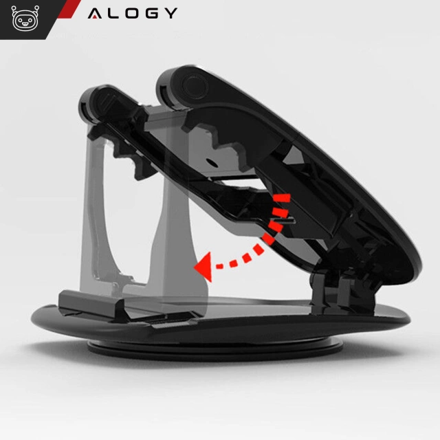 Uchwyt samochodowy na telefon gps kokpit deskę samochodu auta obrotowy 360 stopni do telefonu 6.5" Alogy Czarny