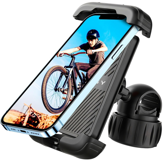 Uchwyt rowerowy do telefonu 4.7–6.8" – regulowany, obrót 360°, stabilne mocowanie na kierownicę roweru i motocykla – Alogy Sport Pro-Fit™ Czarny
