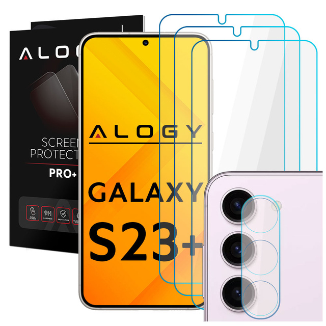 Alogy Glass Pack 3x Szkło hartowane na ekran 9h + Szkło na obiektyw do Samsung Galaxy S23+ Plus zestaw szkieł