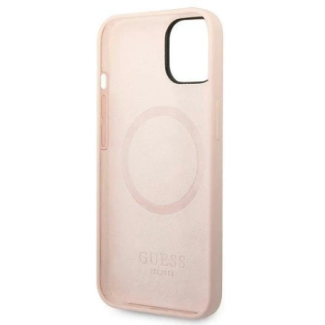 Etui Guess GUHMP14MSBPLP für Apple iPhone 14 Plus 6,7" różowy/pink Hard Case Silikon Logo Plate MagSafe