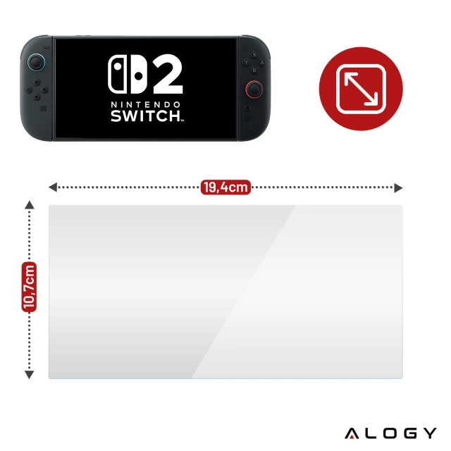 Szkło hartowane do Nintendo Switch 2 2025 ochronne szkiełko na ekran 9H Alogy EasyShield™️ z ramką montażową