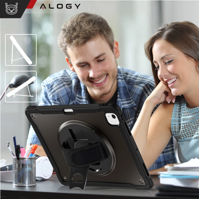 Etui pancerne 360 z miejscem na rysik do Apple iPad Air 11" (2024,2025) / Air 10.9" (2020,2022) / Pro 11 (2018) Alogy Pirate 360 Case obudowa na tablet Czarne