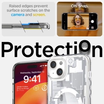 Etui Spigen Ultra Hybrid Mag MagSafe für Apple iPhone 15 Plus Zero One Weiß
