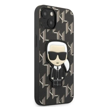 Handyschutzhülle Karl Lagerfeld KLHCP13SPMNIKBK für Apple iPhone 13 Mini 5.4" Hardcase schwarz/schwarz Monogram Ikonik Patch