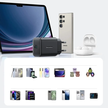 Joyroom USB-C 25W SFC / PPS / PD Netzwerkladegerät - Schwarzes USB-C / USB-C-Kabel 1 m