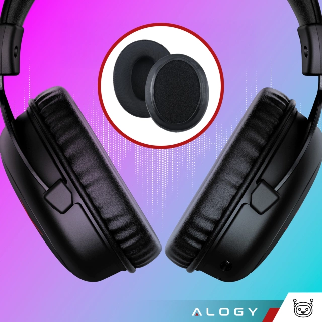 Nauszniki 2x wymienne pady gąbki do słuchawek do HyperX Cloud I / II / Alpha / Pro / S / X / Core / Stinger / Flight Czarne + urządzenie do demontażu