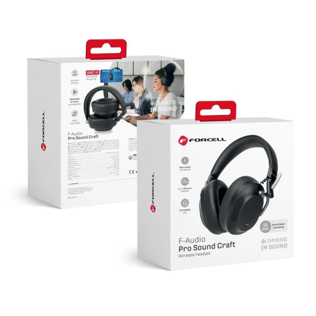 Forcell F-Audio ANC Pro Sound Craft Kabellose On-Ear-Kopfhörer Schwarz
