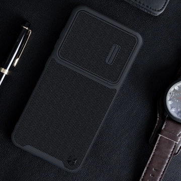 Nillkin Textured S Case für Samsung Galaxy S23 gepanzerte Hülle mit Kameraabdeckung schwarz