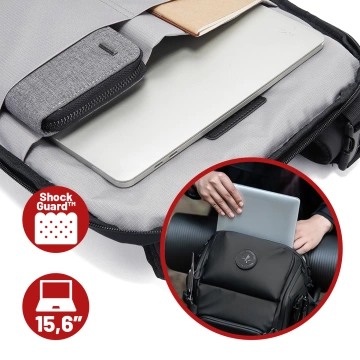 Bange wasserdichter Rucksack für 15,6-Zoll-Laptop, Stadtreisender, 45 x 30 x 16 cm, für Arbeit, Flugzeug, Herren, Damen, mit USB-Anschluss Schwarz