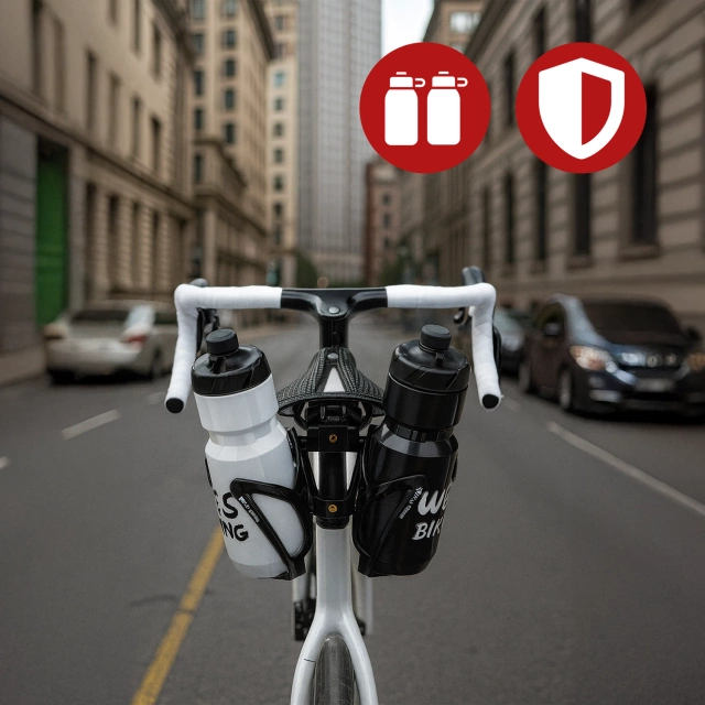 Adapter Rowerowy pod Siodełko – Uchwyt na 2 Koszyki na Bidon, Bike Seat Mount, Montaż do Sztycy, Aluminiowy, Czarny