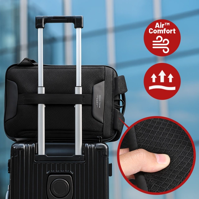 Plecak na Laptopa 17.3" Mark Ryden, Ładowanie USB, Wodoodporny, Pojemny i Praktyczny, Otwierany 180°, Antykradzieżowy z zamkiem TSA i Paskiem do Walizki, 46x31x9 cm – Czarny