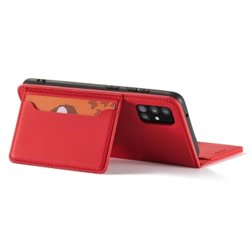 Magnetkartenetui Hülle für Xiaomi Redmi Note 11 Pouch Wallet Card Holder Red