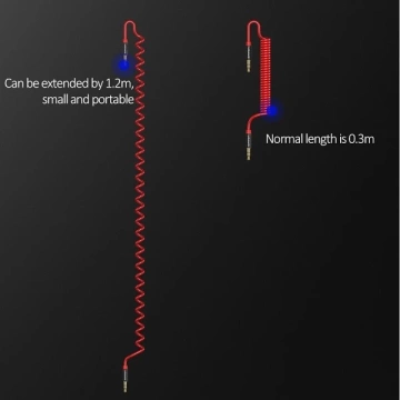USAMS Adapter Spring audio jack 3,5mm -3,5mm 1,2m czerwony/red SJ256YP02 (US-SJ256)