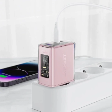 Acefast A45 GaN 65W Wandladegerät 3 USB-Anschlüsse (1xUSB, 2xUSB-C) Grau