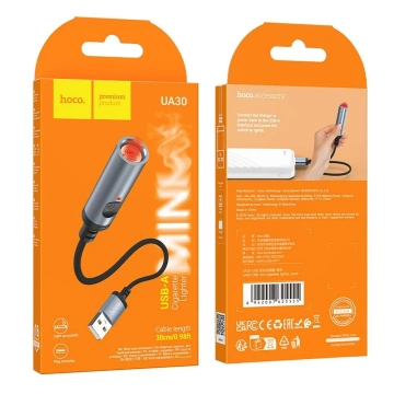 HOCO Zigarettenanzünder-Adapter auf USB-A-Anschluss UA30 0,3 m, Schwarz