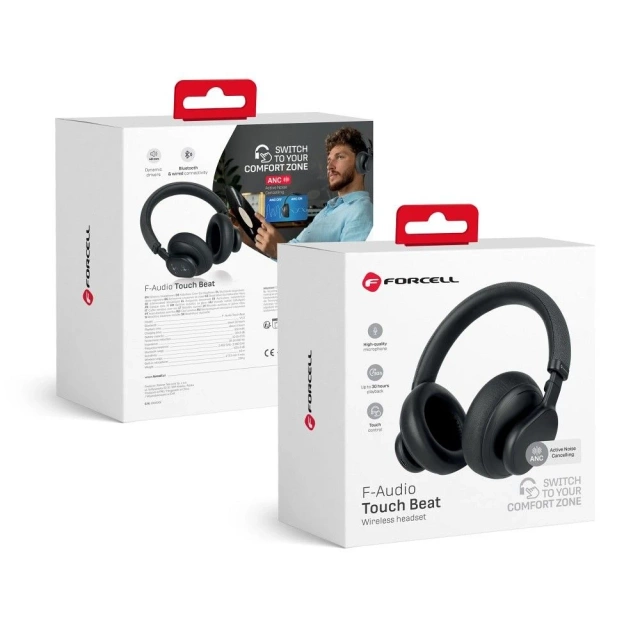 Forcell F-Audio ANC Touch Beat Kabellose On-Ear-Kopfhörer Schwarz