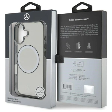 Etui Mercedes für iPhone 16 6,1" MagSafe Transparent Hardcase Gedrucktes Logo