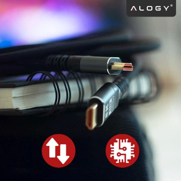 Kabel HDMI 2.1 Alogy 2m 8K PREMIUM ULTRA High Speed ​​60Hz 48GBps Czarny