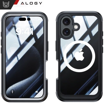Schutzhülle für Apple iPhone 16 Alogy Shield360 MagCase™️ mit MagSafe-Funktion, inklusive Display- und Kameraschutz, Schwarz