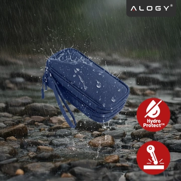 Reiseetui mit Organizer für Kabel, Ladegeräte, Handy und Powerbank, multifunktional und kompakt (21 x 12,5 x 5 cm), Alogy TravelPack™ – Marineblau