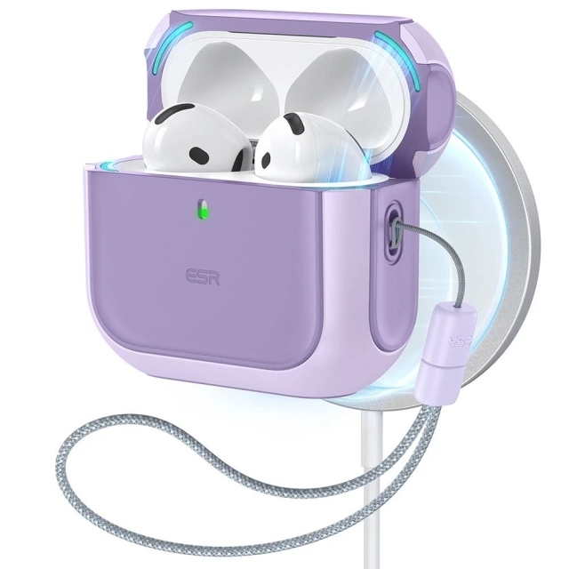 Schutzhülle für ESR Orbit Halolock MagSafe Apple AirPods 4 Lila Kopfhörer